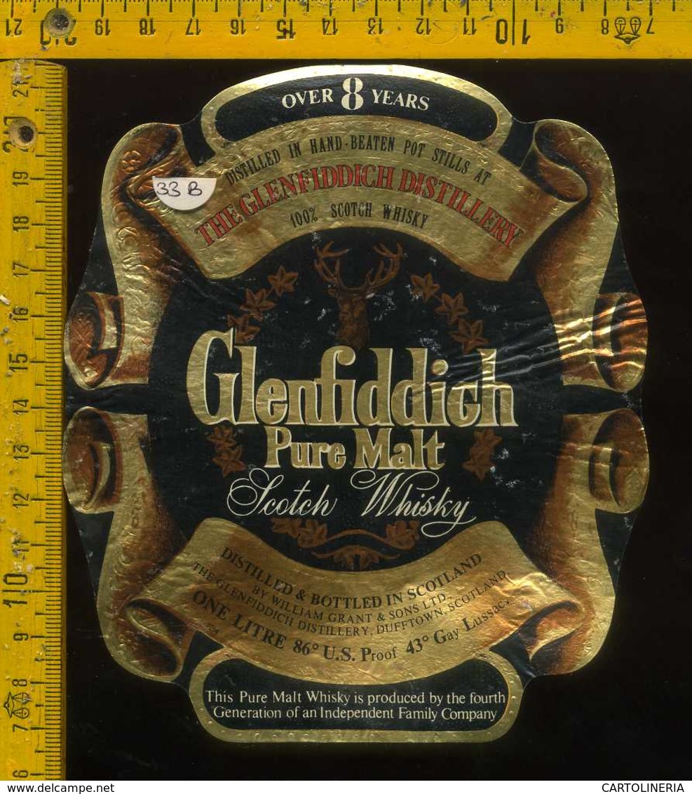 Etichetta Vino Liquore Whisky Glenfiddich Pure Malt - Scozia - Altri & Non Classificati