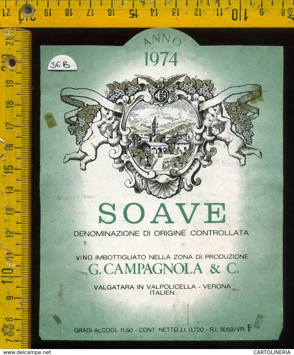 Etichetta Vino Liquore Soave 1974 G.Campagnola - Valgatara In Valpolicella VR - Altri & Non Classificati