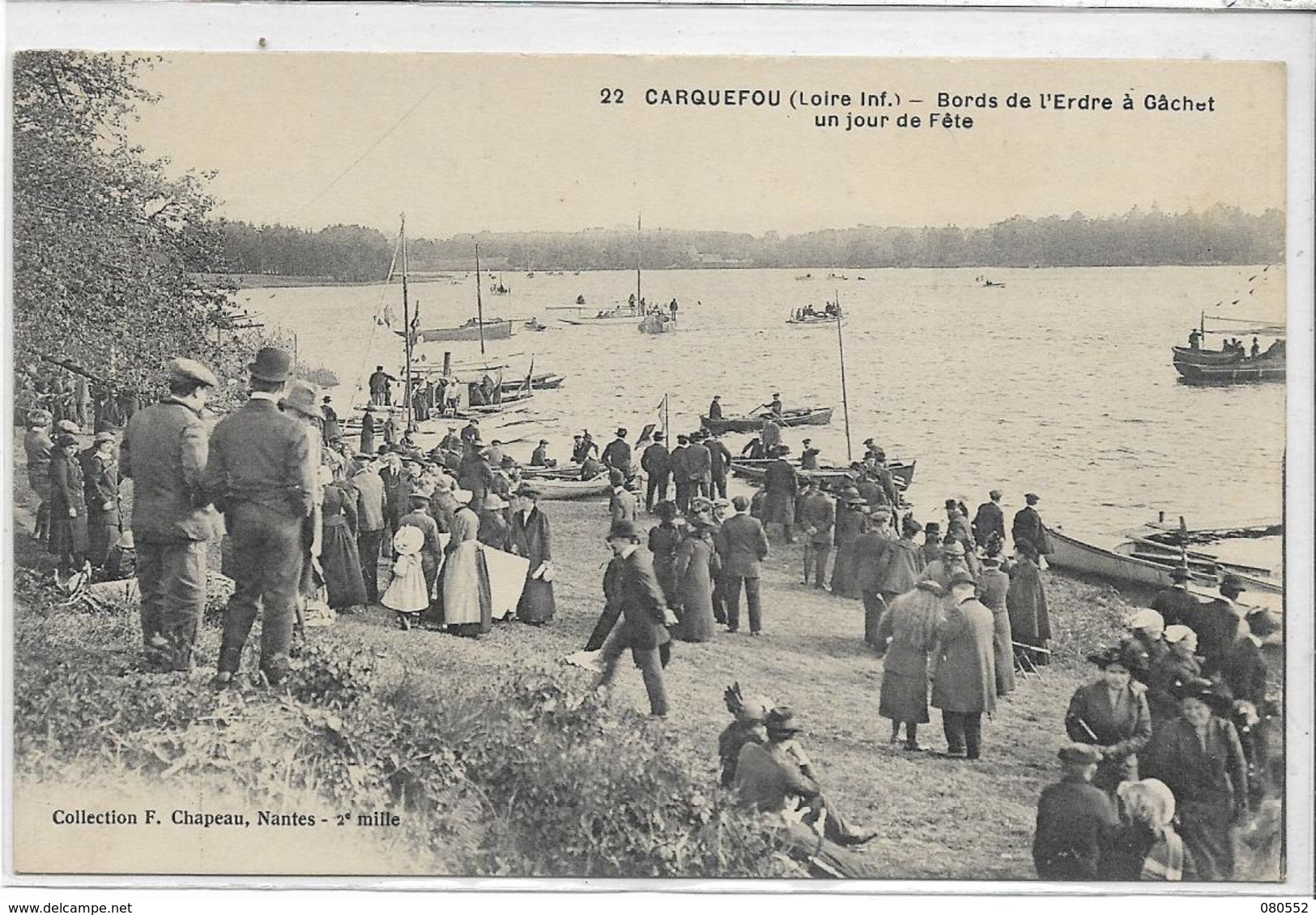 44 CARQUEFOU . Bords De L'Erdre à Gachet , Jour De Fête , édit : F CHapeau Nantes  , écrite , état Extra - Carquefou