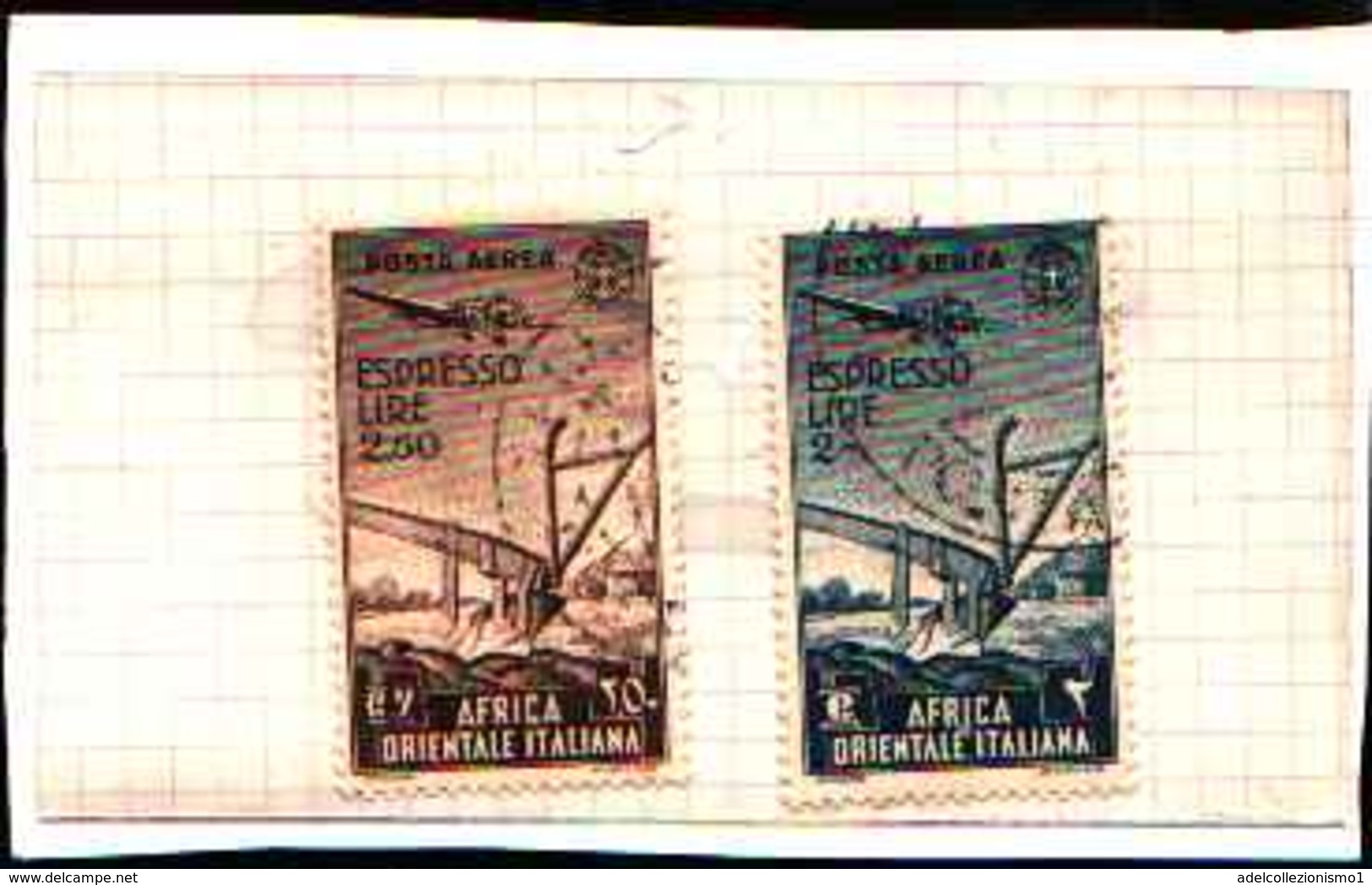 91468) AFRICA ORIENTALE ITALIANA-2 L.+2,50 L. Aratro Ed Aereo- AEREOESPRESSI-SERIE COMPLETA USATA - Afrique Orientale Italienne