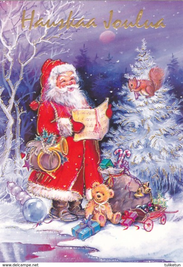 Santa Claus Singing From The Notes - Christmas Toys - Teddy Bear - Squirrel - Santa Claus