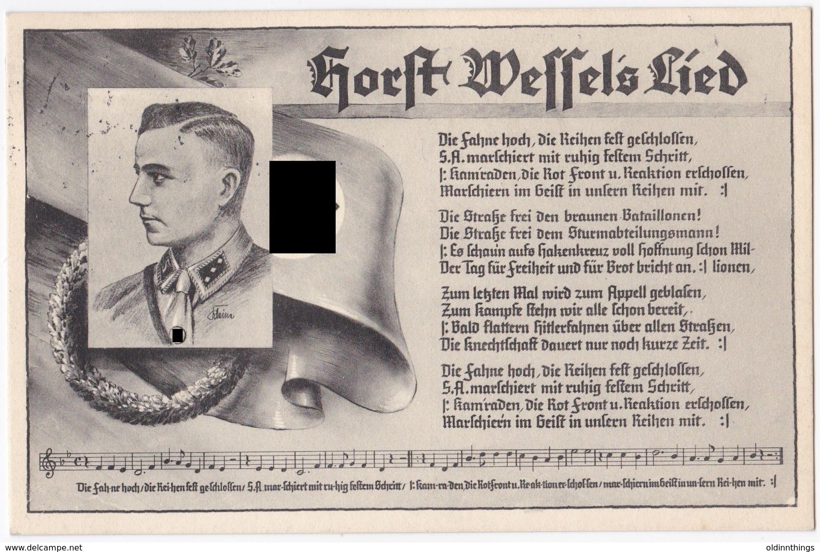 Horst Wessel Lied  Propagandakarte 1933 - 1939-45