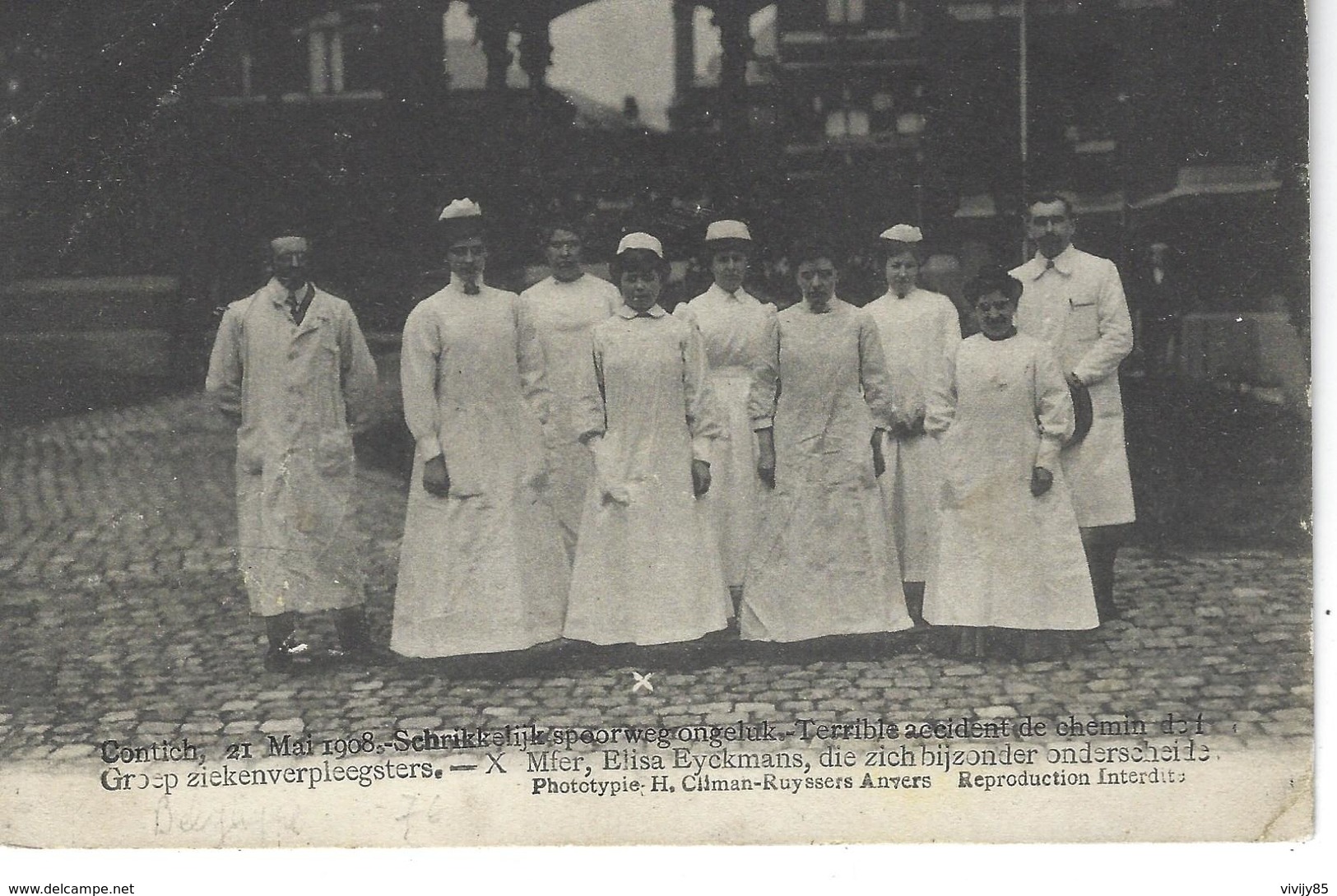 CONTICH - BELGIQUE -  Accident Chemin De Fer 1908 - Personnel  Soignant - Kontich