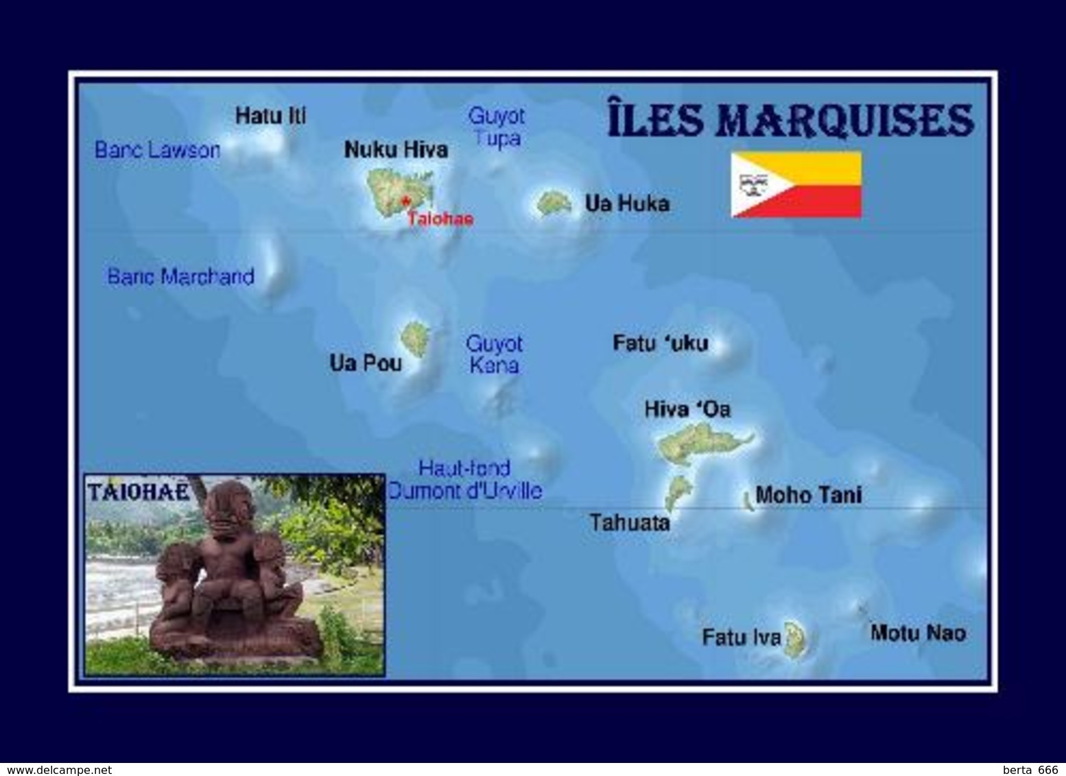 Marquesas Islands Map French Polynesia New Postcard - Französisch-Polynesien