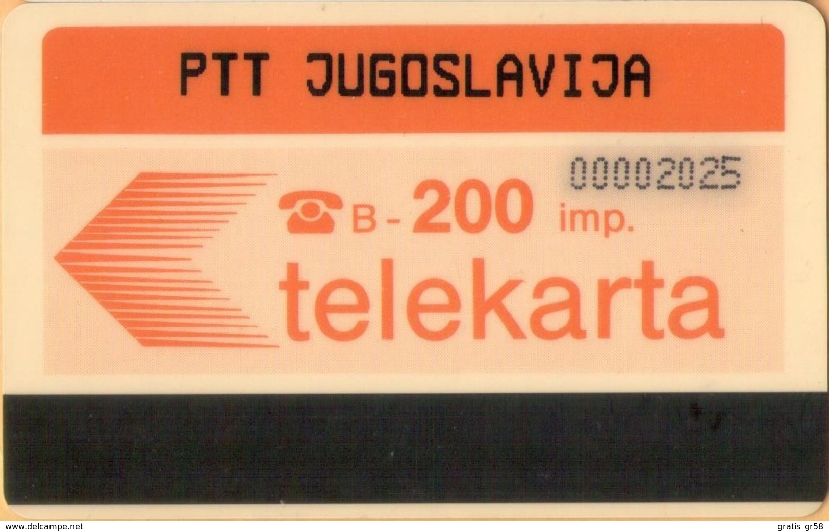 Yugoslavia - JUG-F-1, Autelca, Logo -Orange (Bosnia,Makedonia,Montenegro,Serbia), PTT, 200U, 35.000ex, Used - Jugoslavia