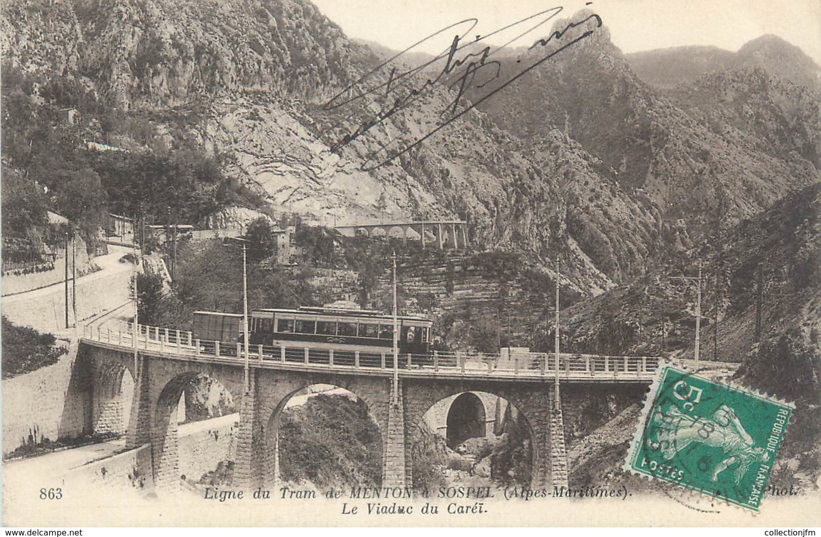 CPA FRANCE 06 " Ligne De Tram De Menton à Sospel, Le Viaduc Du Carei" / TRAMWAY - Altri & Non Classificati