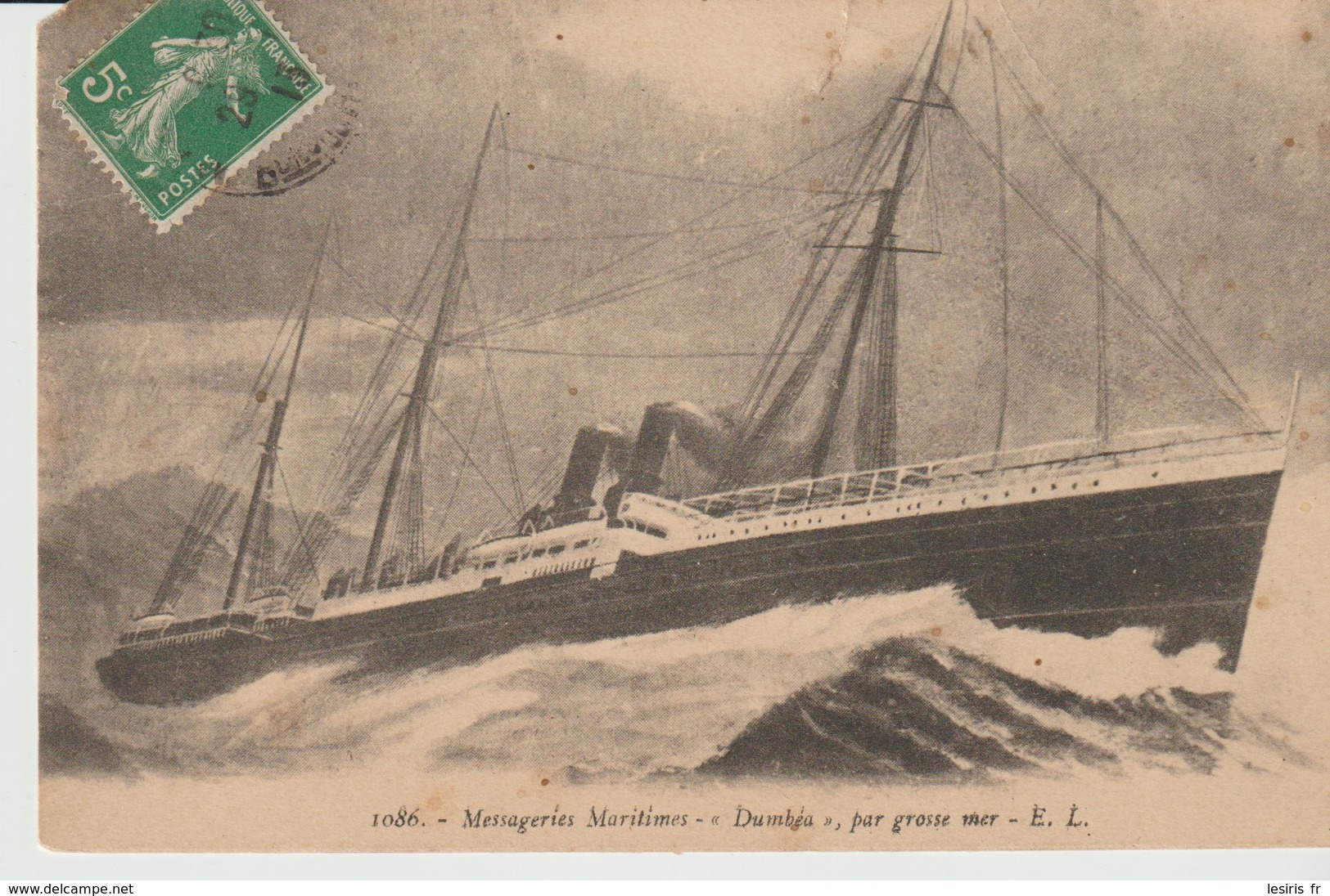 C. P. A. - MESSAGERIES MARITIMES - DUMBEA - PAR GROSSE MER - E. L. - 1086  - BATEAU - - Guerra