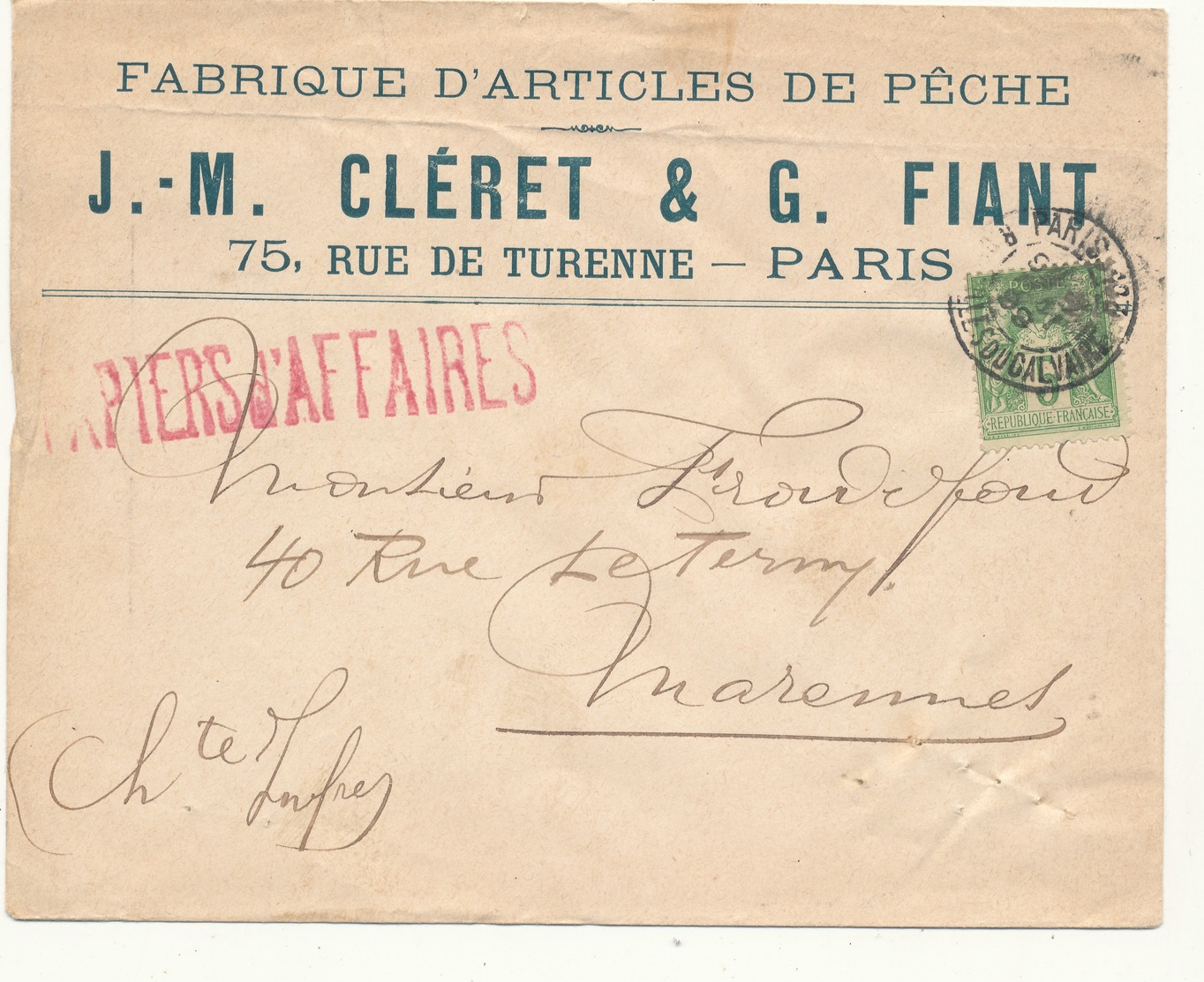 N°102  SUR LETTRE - 1898-1900 Sage (Type III)