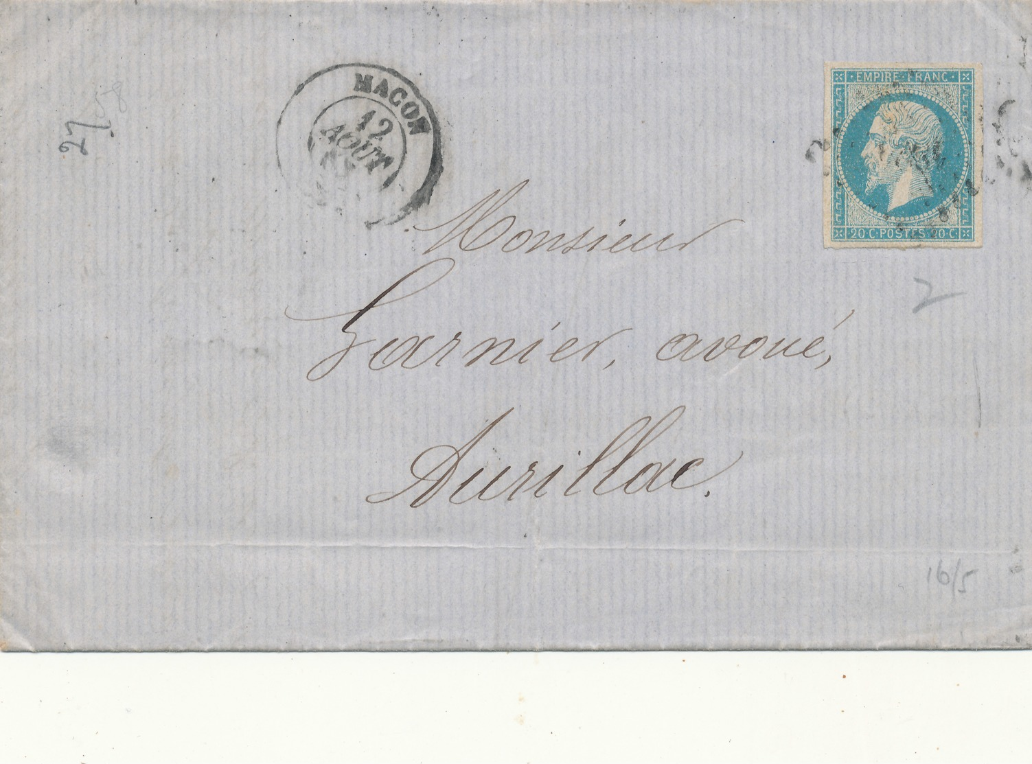 N°14 NUANCE   SUR LETTRE - 1853-1860 Napoléon III