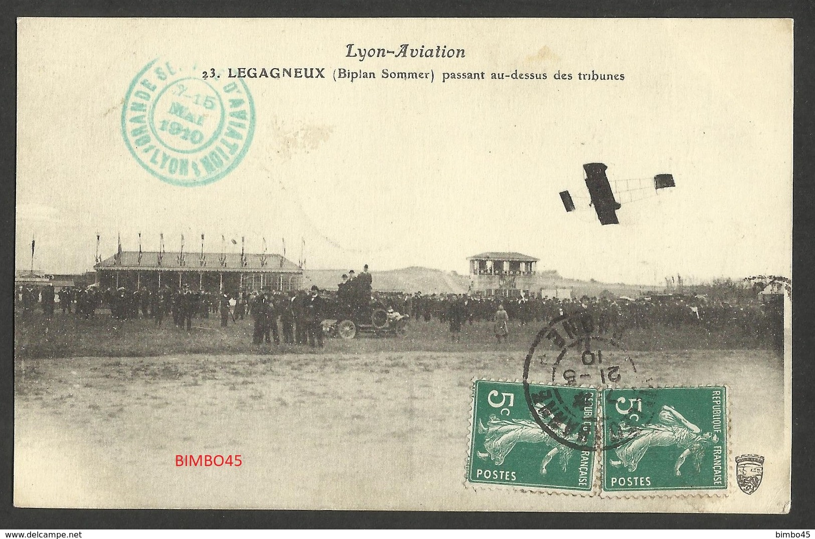 -FRANCE--LYON-AVIATION--LEGAGNEUX ( Biplan Sommer ) Passant Au-dessus Des Tribunes--1910 - Lyon 7