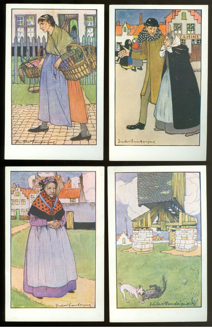 Beau Lot De 8 Cartes Postales De Belgique  Bruges   Illustrateur Jules Fonteyne    Mooi Lot Van 8 Postkaarten Brugge - 5 - 99 Cartes