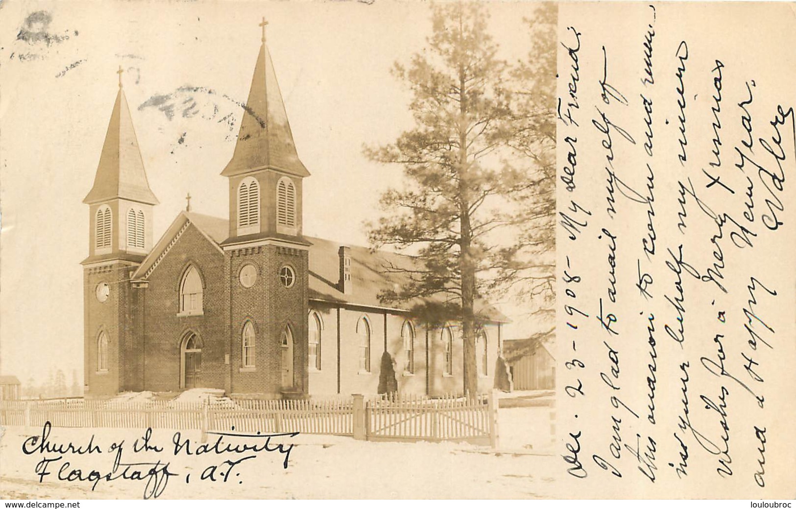 FLAGSTAFF CHURCH OF THE NATIVITY CARTE PHOTO 1908 - Autres & Non Classés