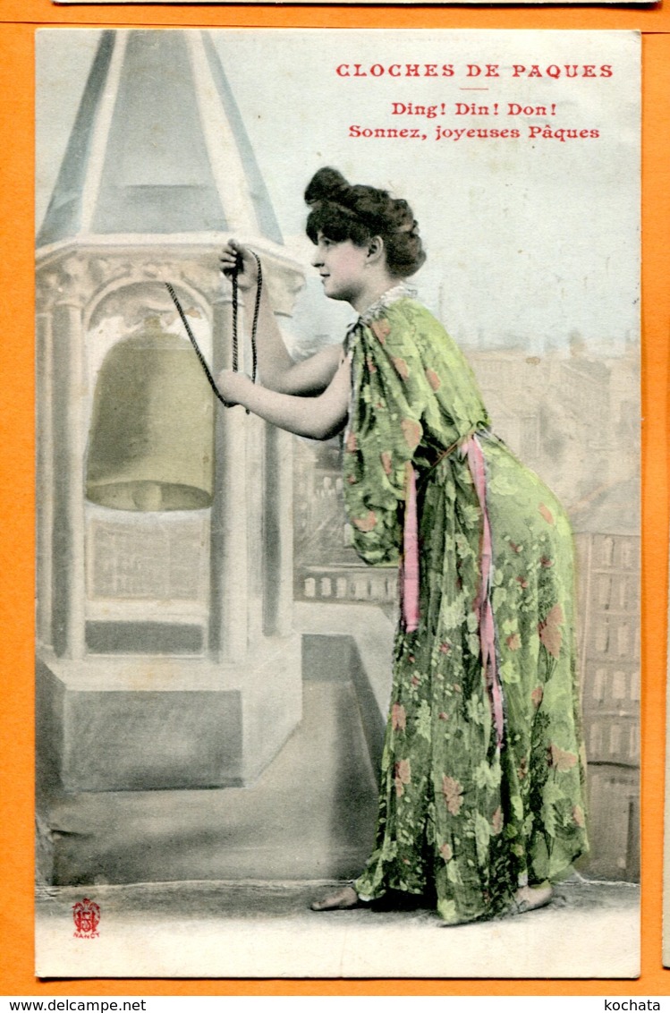 MOL554, Cloche De Pâques, Femme, Fantaisie, Bell, Circulée 1905 - Pâques