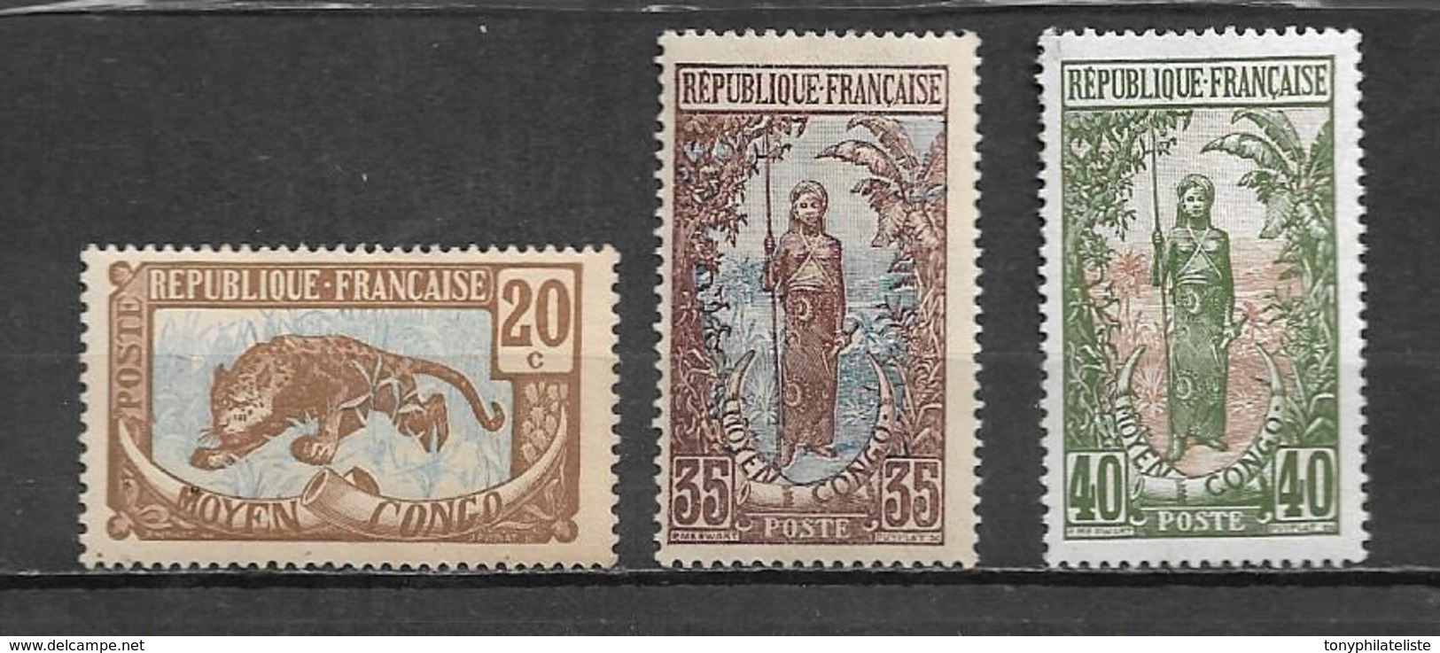 Colonie Timbre Du Moyen Congo  De 1907/17 N°54 + 57/58 Neufs * - Unused Stamps