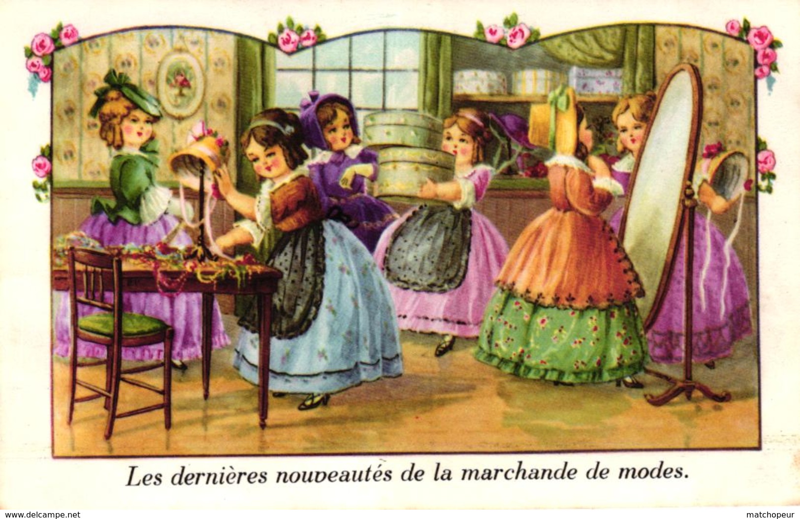 CPA FANTAISIE - LES DERNIERES NOUVEAUTES DE LA MARCHANDE DE MODES - Autres & Non Classés