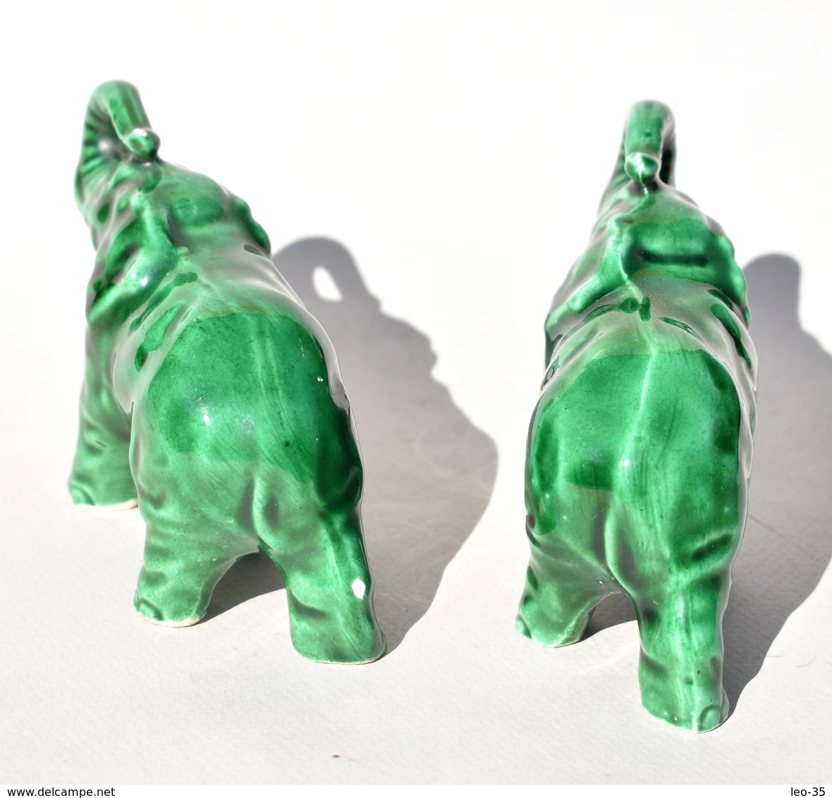 Lot De 2 Statues D'éléphant Vintage - Sujet En Faïence - Sonstige & Ohne Zuordnung