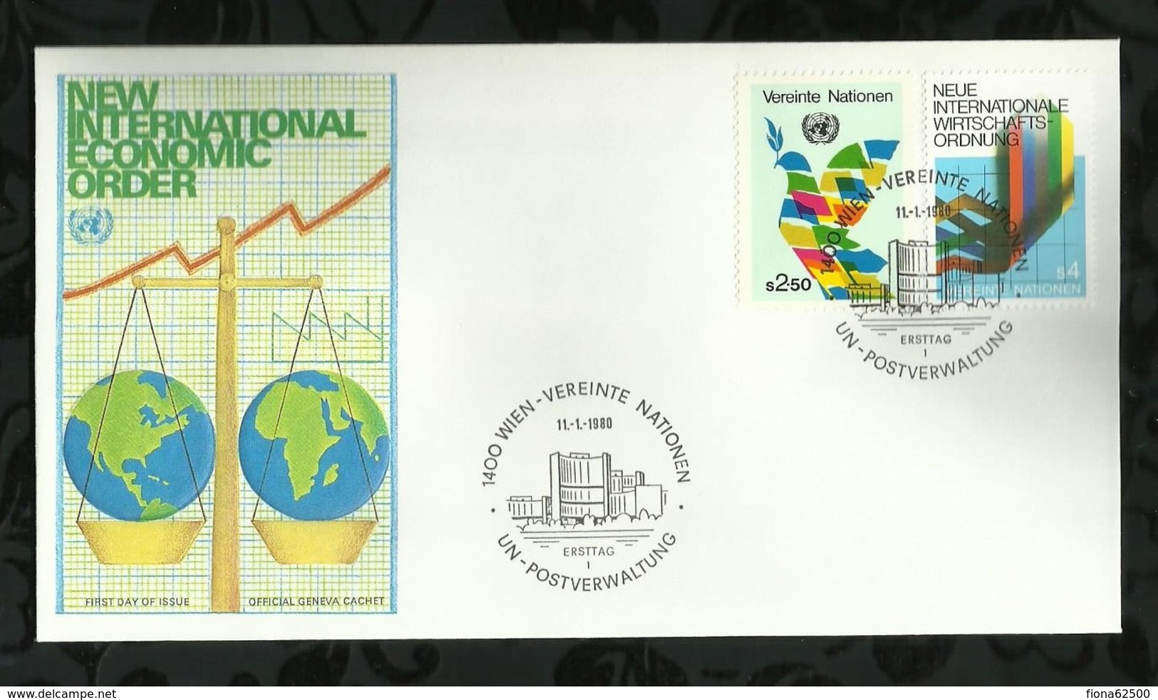 NATIONS-UNIES . FDC . NOUVEL ORDRE INTERNATINAL ECONOMIQUE . 11 JANVIER 1980  . WIEN . - FDC