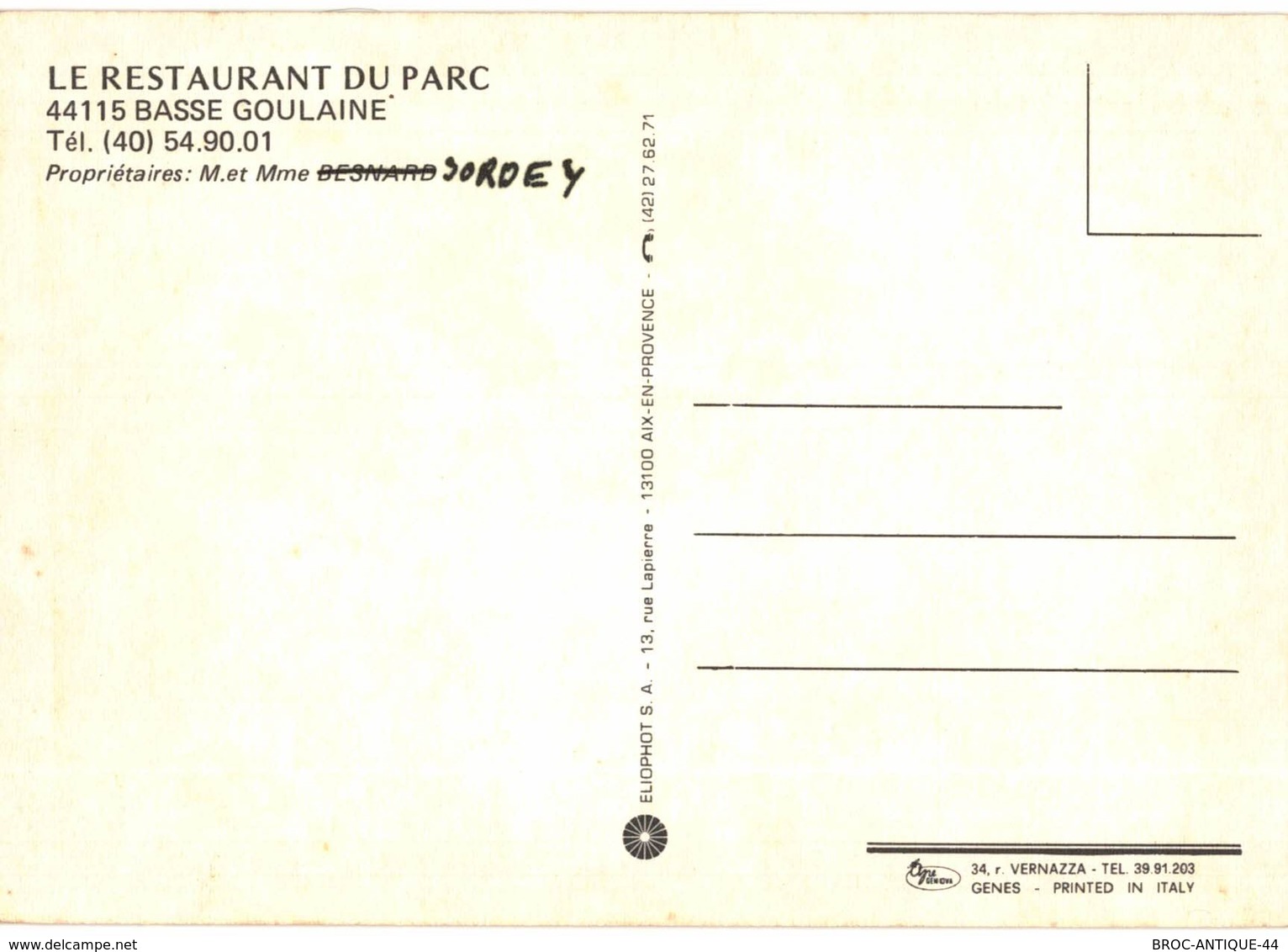 CPM* N°2222 - LOT DE 6 CARTES DE BASSE-GOULAINE - RESTAURANT DU PARC - DUTEIL PROPRIETAIRE - Haute-Goulaine