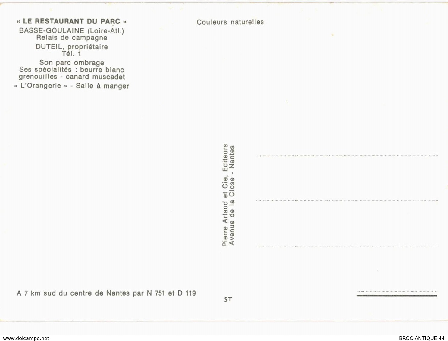 CPM* N°2222 - LOT DE 6 CARTES DE BASSE-GOULAINE - RESTAURANT DU PARC - DUTEIL PROPRIETAIRE