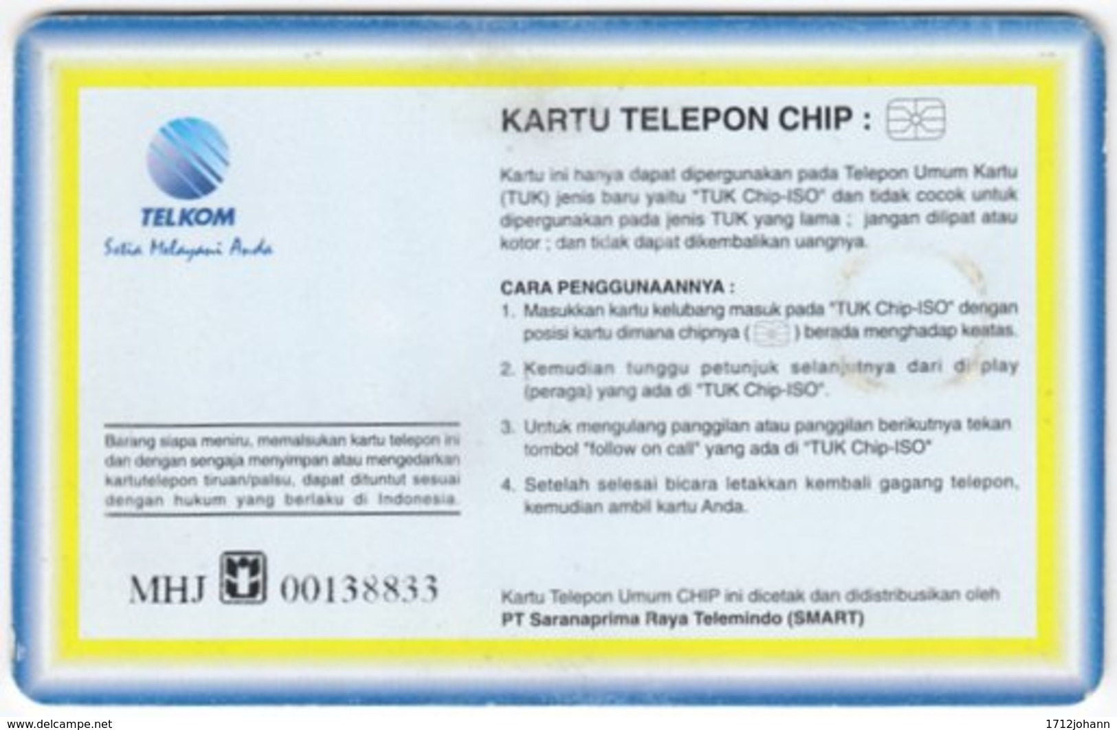 INDONESIA A-274 Chip Telekom - Landscape, Volcano - Used - Indonésie