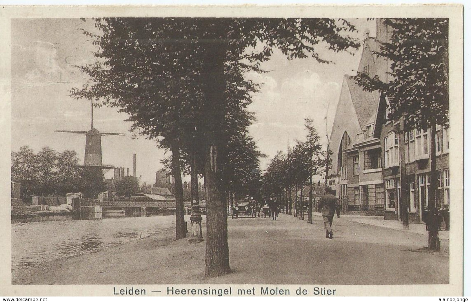 Leiden - Heerensingel Met Molen De Stier - Uitgave J. Sleding - 1927 - Leiden