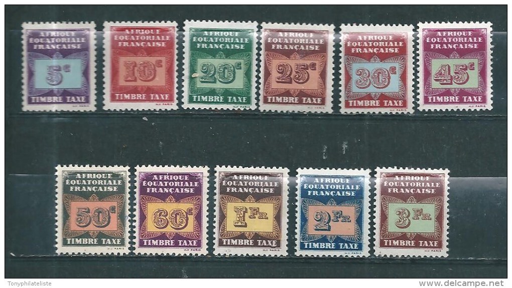 Taxes  D'AEF  De 1937 N°1 A 11  Neufs * Petite  Charnière - Unused Stamps