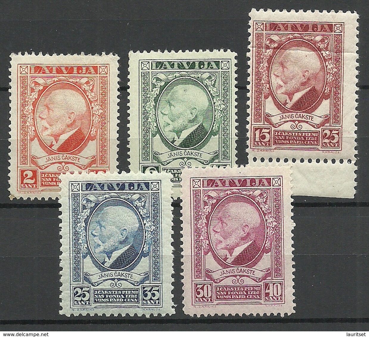 LETTLAND Latvia 1928 Michel 124 - 128 President Cakste MH/MNH - Latvia