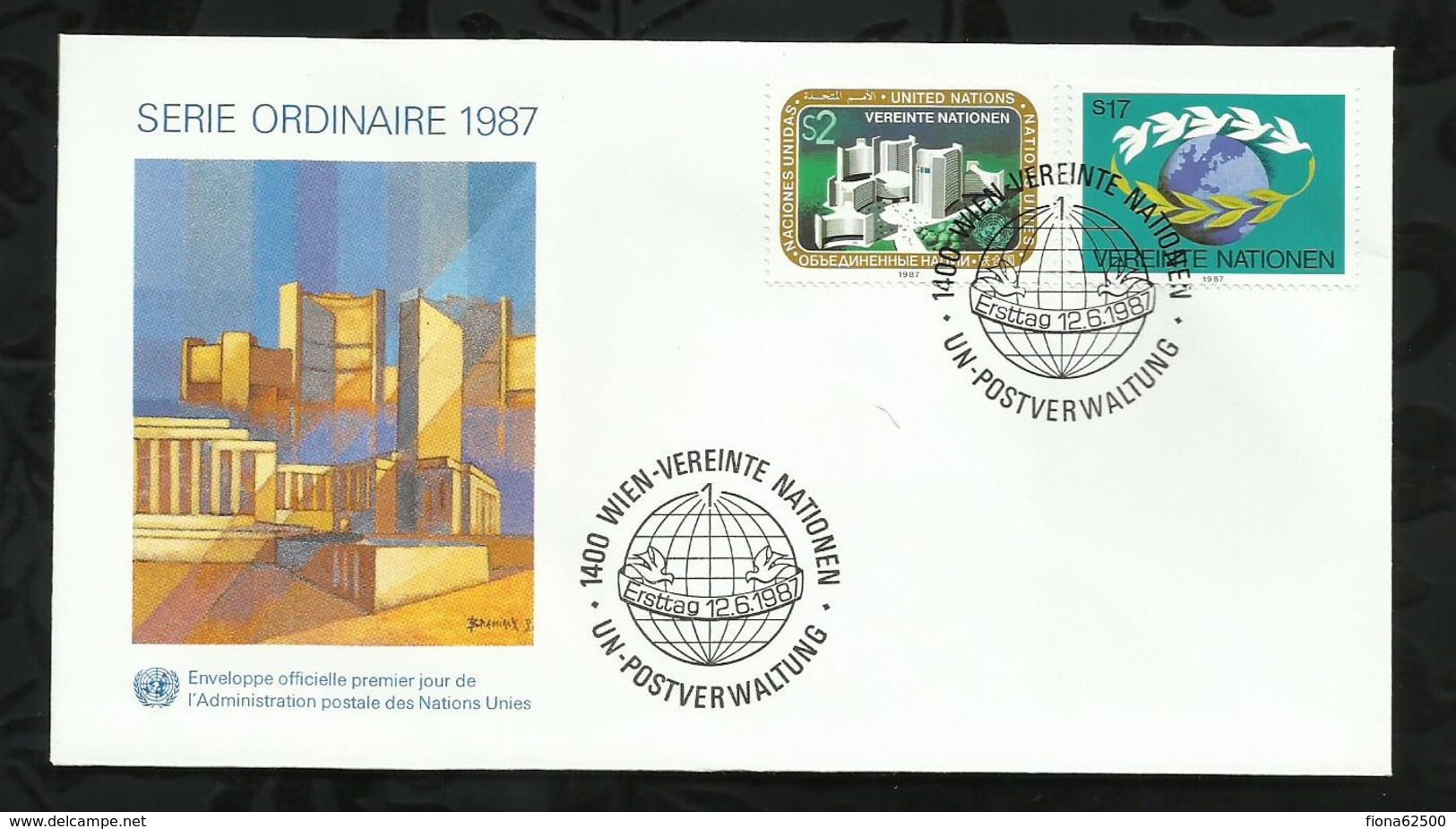 NATIONS-UNIES . FDC . SERIE ORDINAIRE . 12 JUIN 1987  . WIEN . - FDC