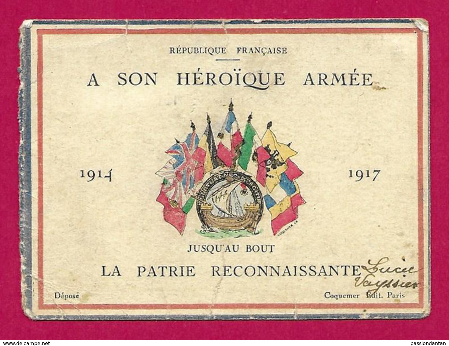 Six documents patriotiques Première Guerre Mondiale