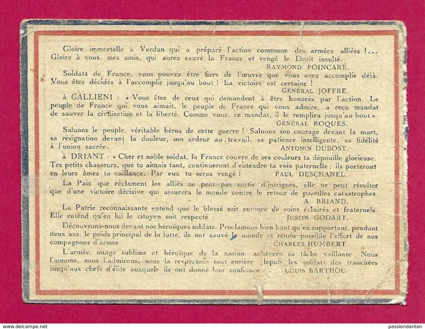 Six documents patriotiques Première Guerre Mondiale