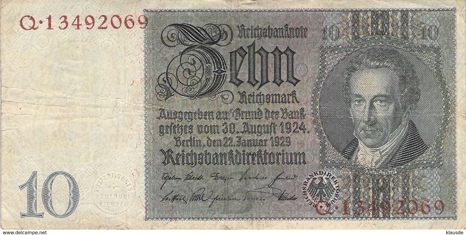 10 Reichsmark 1924 - 10 Mark