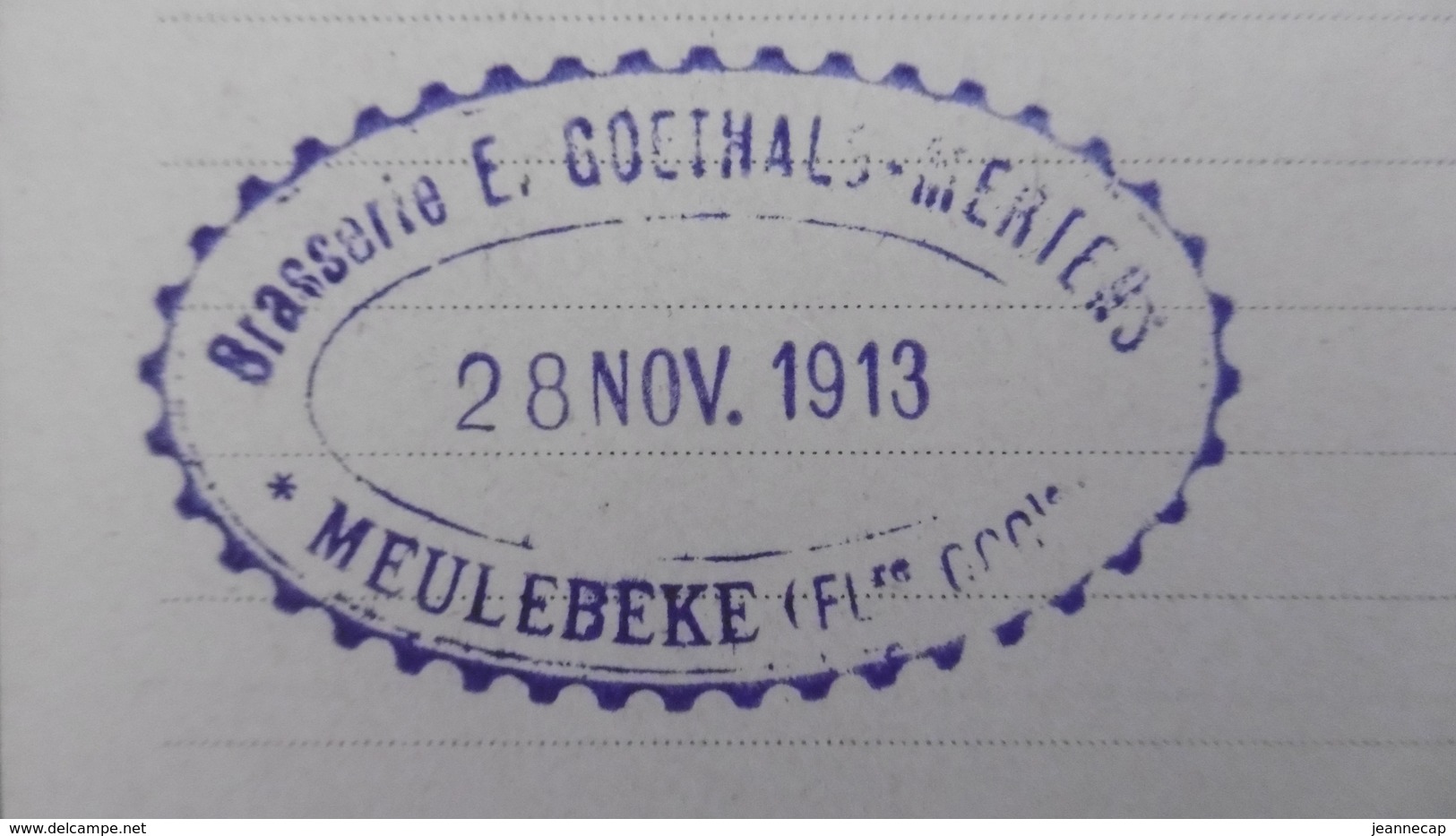 Brasserie Brouwerij E. GOETHALS-MERTENS, Meulebeke Pw, Oblit 28-11-1913. Exp. De Gand Hors Concours, Membre Jury - Cartes Postales 1909-1934