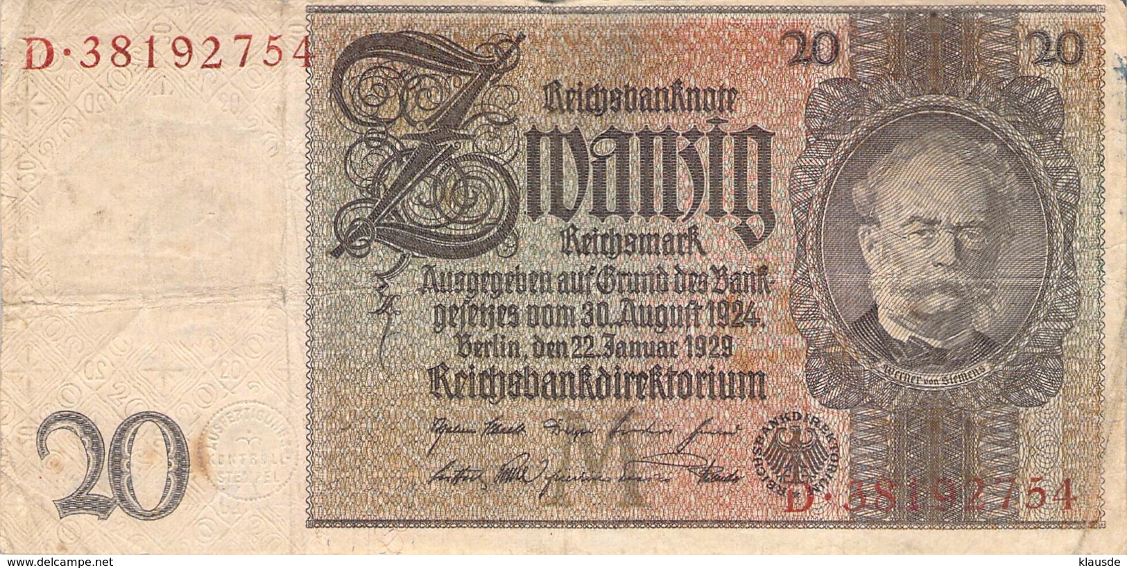20 Reichsmark 1924 - 10 Mark
