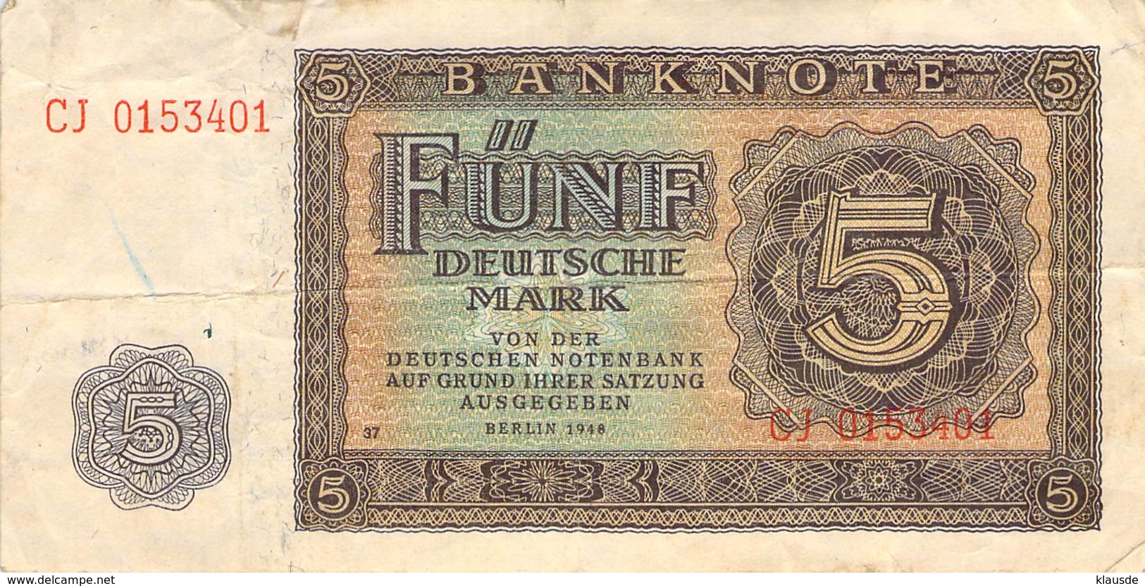 5 Deutsche Mark Deutsche Notenbank (DDR) 1948 - 5 Deutsche Mark