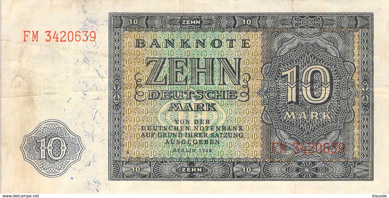 10 Deutsche Mark Deutsche Notenbank (DDR) 1948 - 5 Deutsche Mark