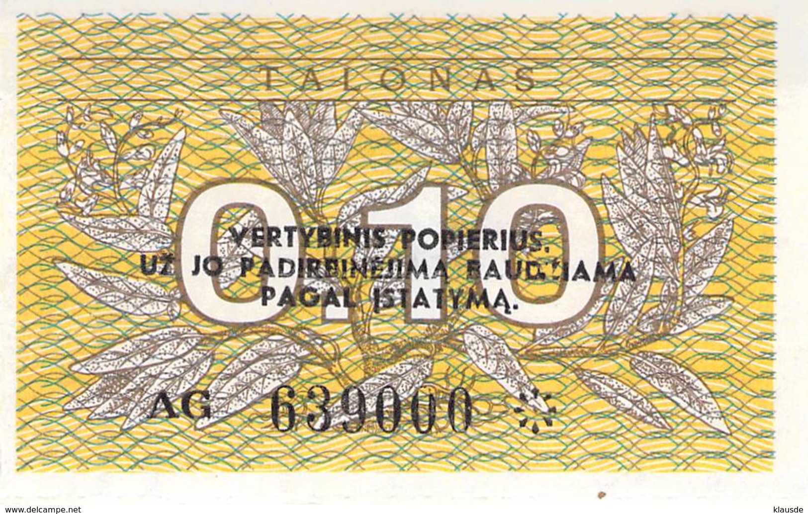 0,10 Talonas Litauen 1991 - Lituania