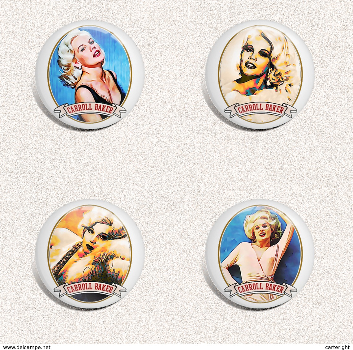 Carroll Baker Movie Film Fan ART BADGE BUTTON PIN SET 1 (1inch/25mm Diameter) 35 X - Films