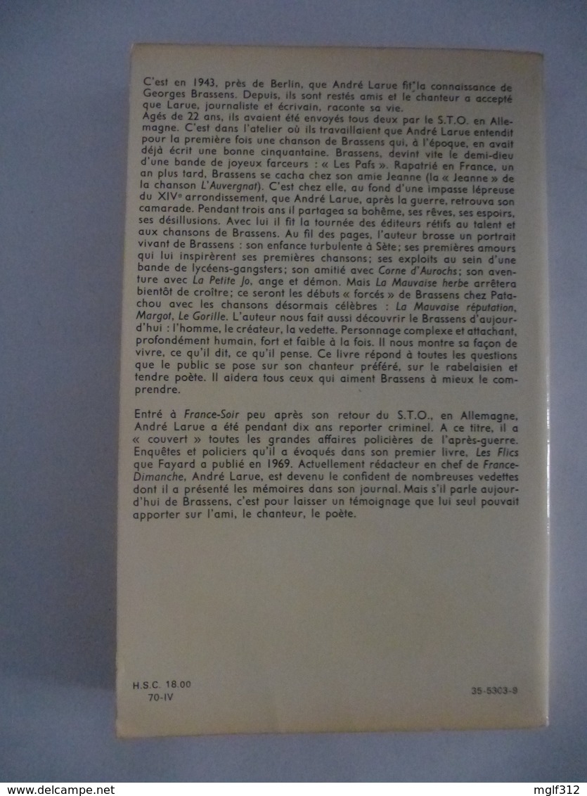 GEORGES BRASSENS : LA MAUVAISE HERBE D'André LARUE - Edition De 1970 - Détails Sur Les Scans. - Musique