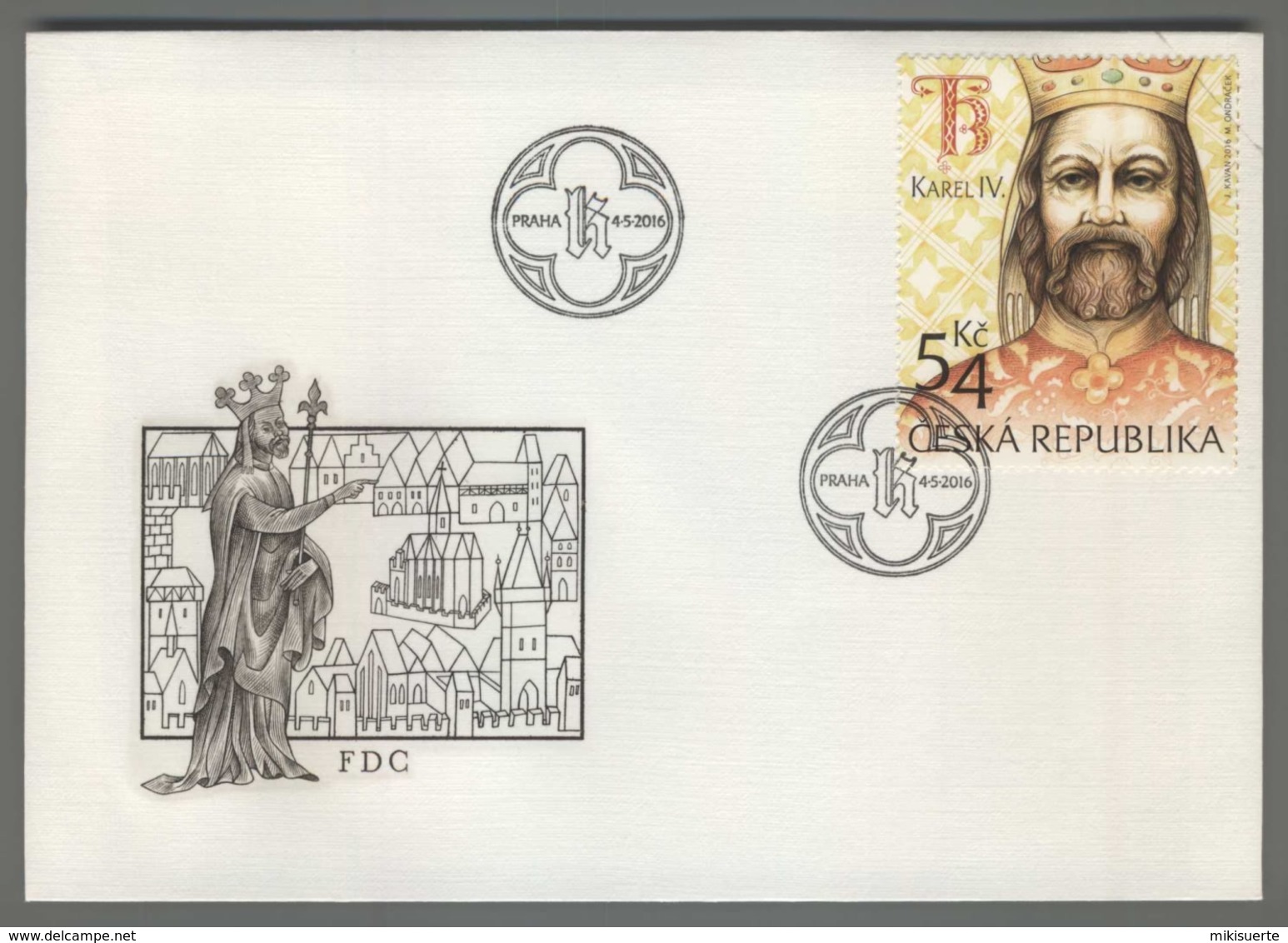 C3477 Ceska Republika FDC 2016 KAREL IV 54 KC - FDC