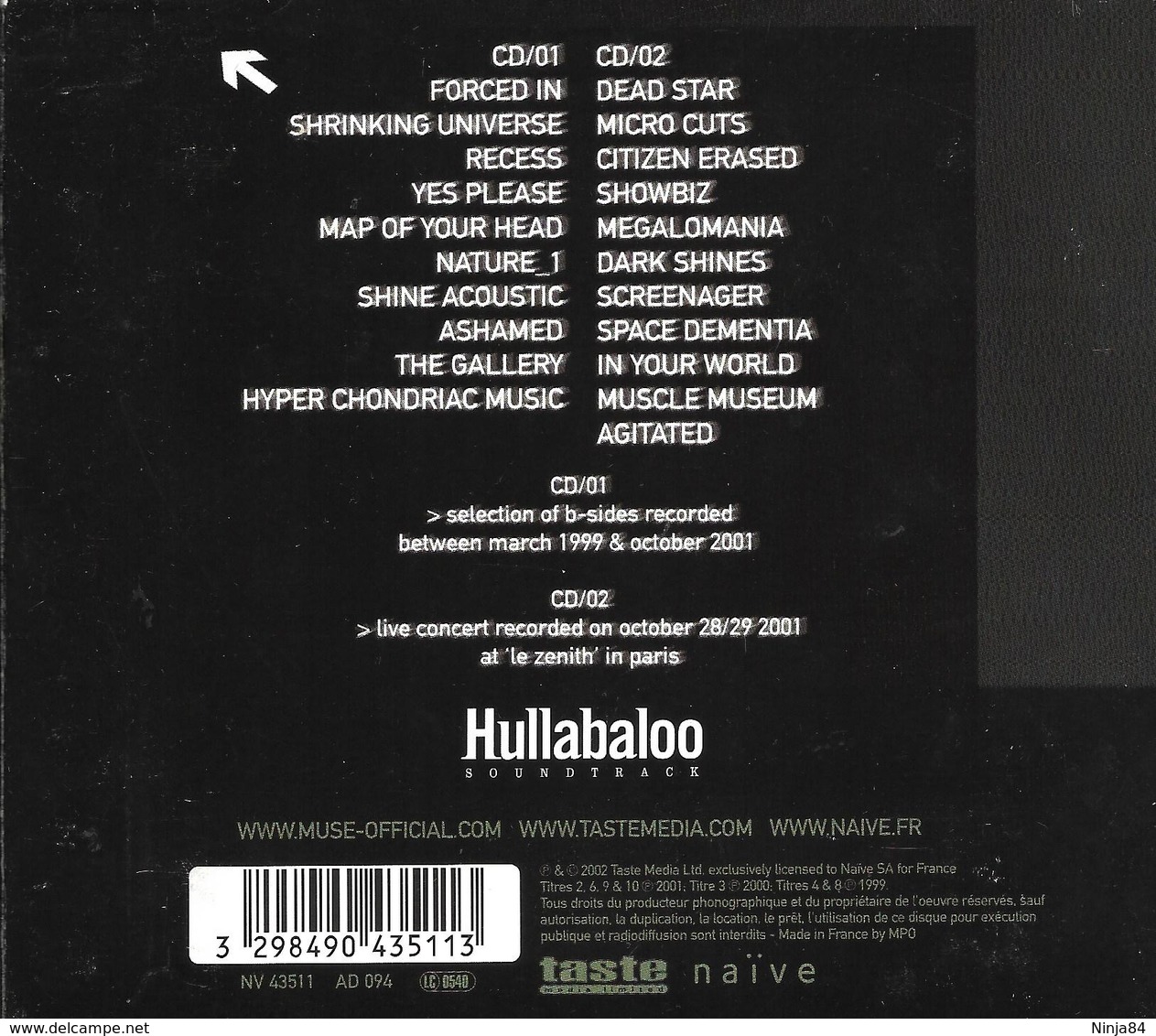 2 CD  Muse  "  Hullabaloo Soundtrack  " - Rock