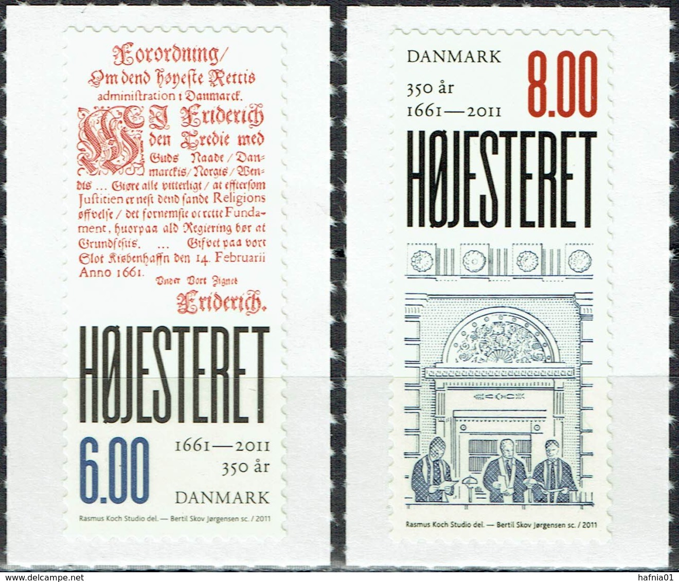 Denmark 2011. 350 Anniv Supreme Court.  Michel 1636-37  MNH. - Nuovi