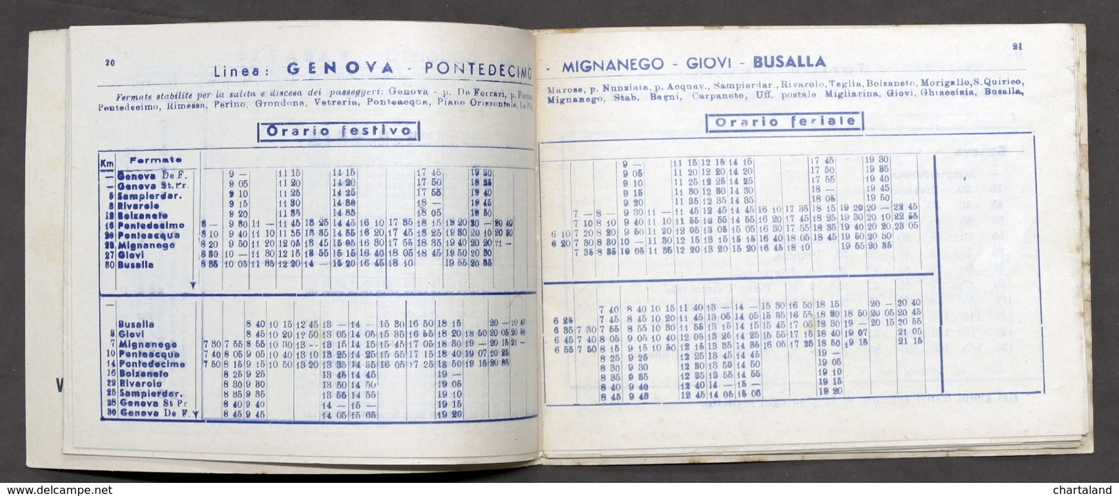 Trasporti Autobus - Società Autoservizi Liguri Lazzi - Orario - 1 Aprile 1950 - Unclassified