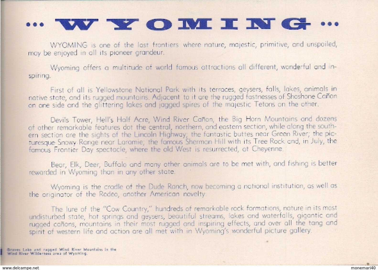 WYOMING (U.S.A.) - WONDERFUL - LAST OF THE 0LD WEST - 62 IMAGES IN LIVING COLOR.