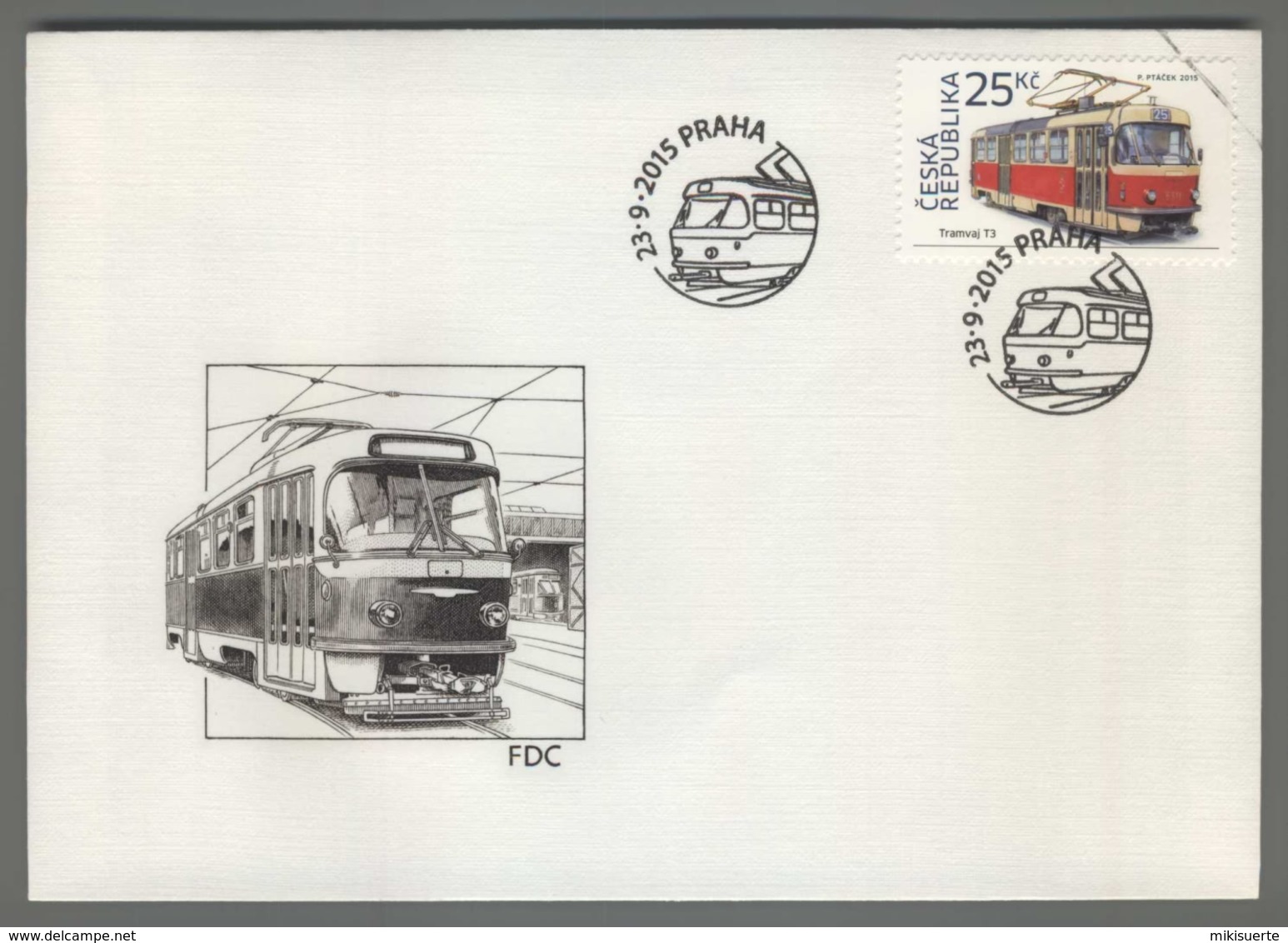 C3499 Ceska Republika FDC 2015 TRAIN TRAM VAJ T3 25 KC - FDC