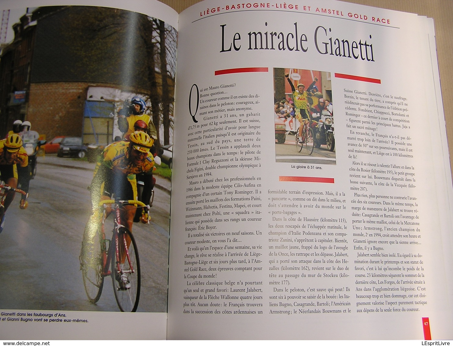 LE LIVRE D'OR DU CYCLISME 1995 Course Cycliste Coureur Sprint Palmarès Résultats Classiques Tour Jalabert Museeuw Longo