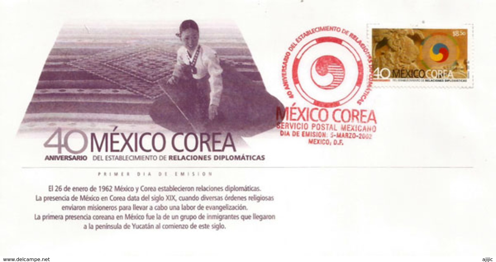 Mexico-Corea 40 Años Relaciones Diplomaticas, FDC Mexico - México