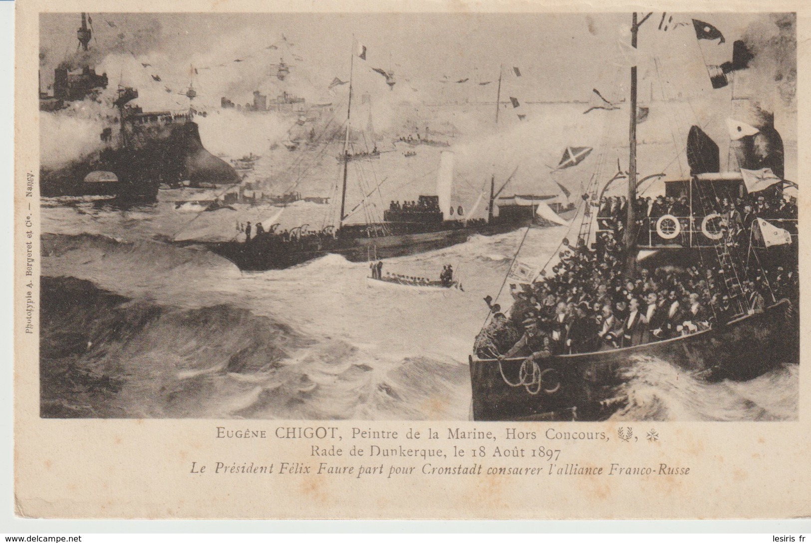 C. P. A. - EUGENE CHIGOT - PEINTRE DE LA MARINE - RADE DE DUNKERQUE - LE PRESIDENT FELIX FAURE PAR POUR CRONSTADT CONSAC - Paquebots