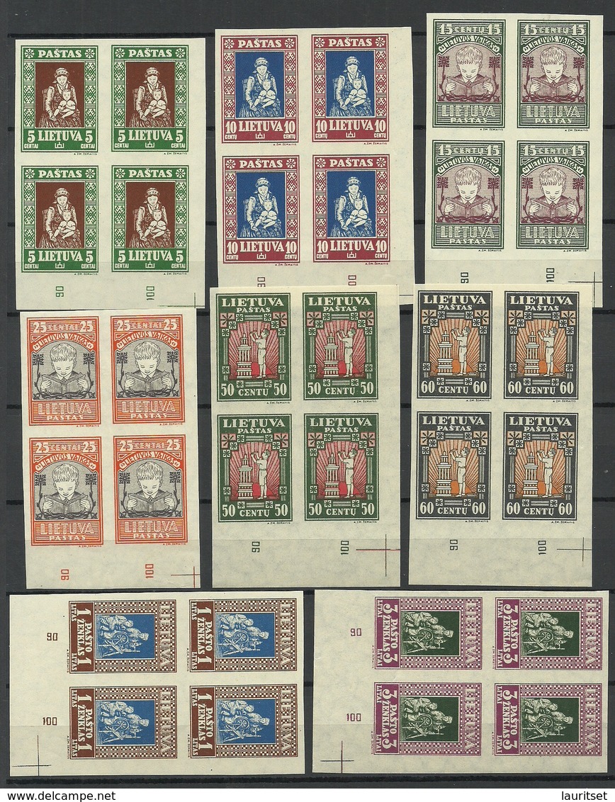 LITAUEN Lithuania 1933 Michel 364 - 371 B In 4-Block MNH Nice Margins! Schöne Ränder ! - Litauen