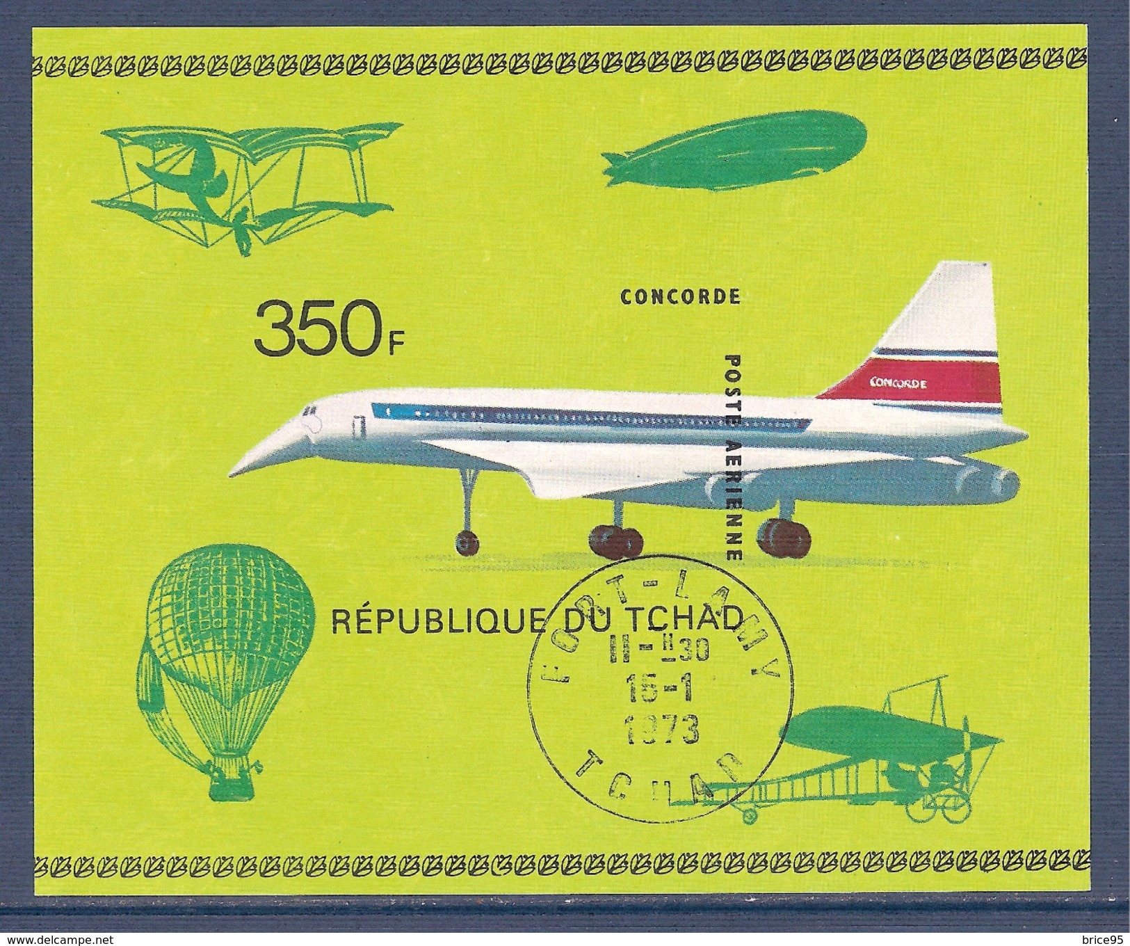 Tchad - Bloc Non Dentelé Oblitéré - Concorde - 1973 - Chad (1960-...)