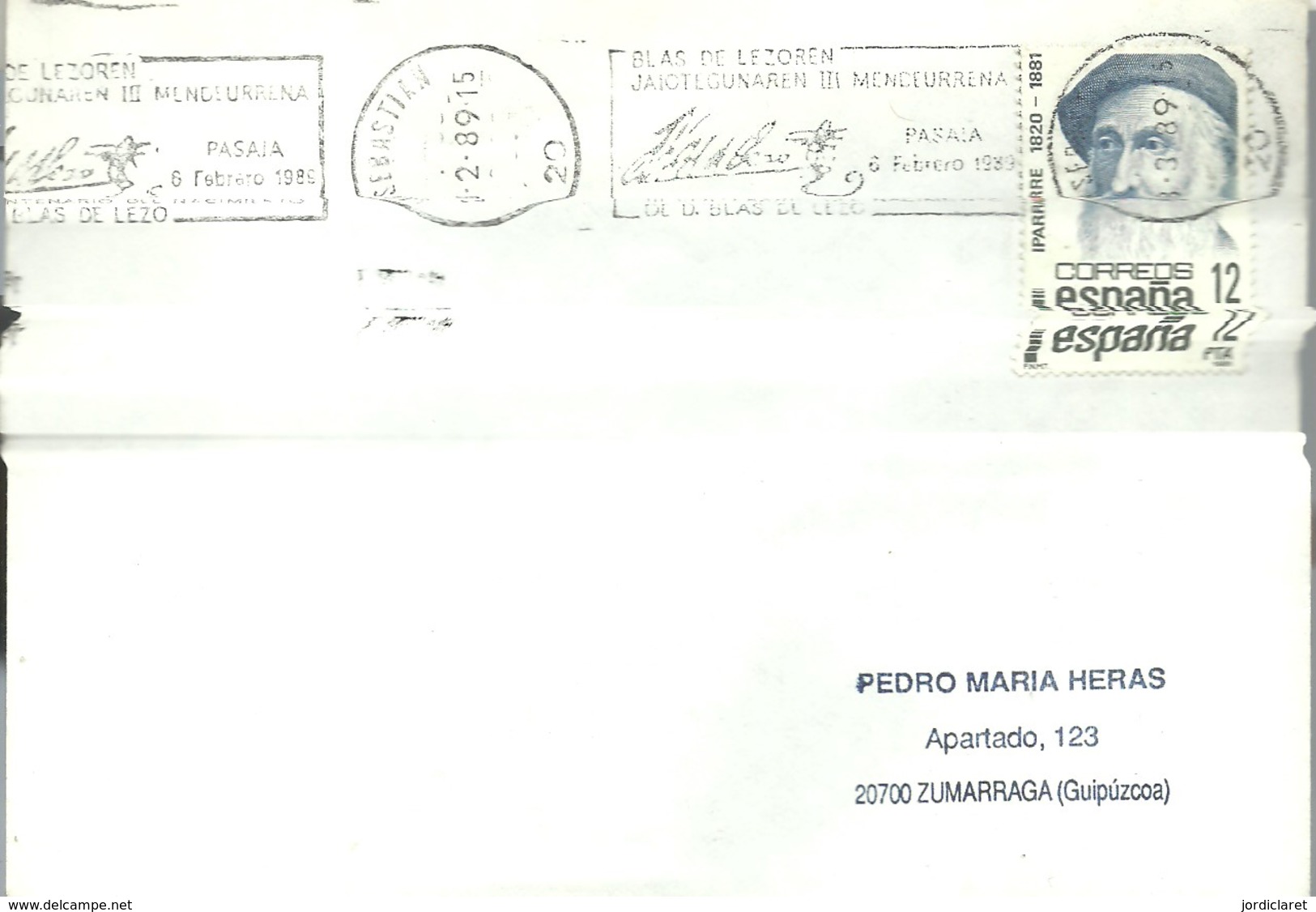 MATASELLOS SAN SEBASTIAN 1989 - Cartas & Documentos